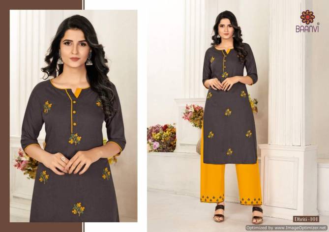 Baanvi Dhriti 1 Latest Designer Ethnic Wear Rayon Printed Kurti With Bottom Collection